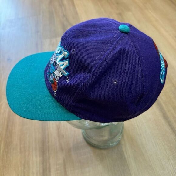 Vintage NBA Men's One Size Charlotte Hornets Embroidered Snapback Hat Teal Retro - Picture 2 of 7